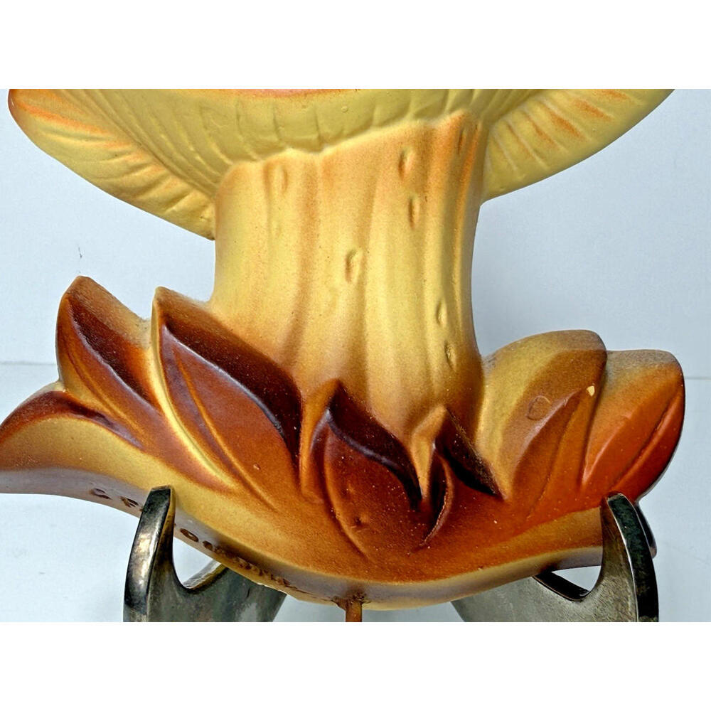 Vtg Mushroom Chalkware w/Hook 70s Wall Kitsch Decor Orange Brown Single - Picture 11 of 13